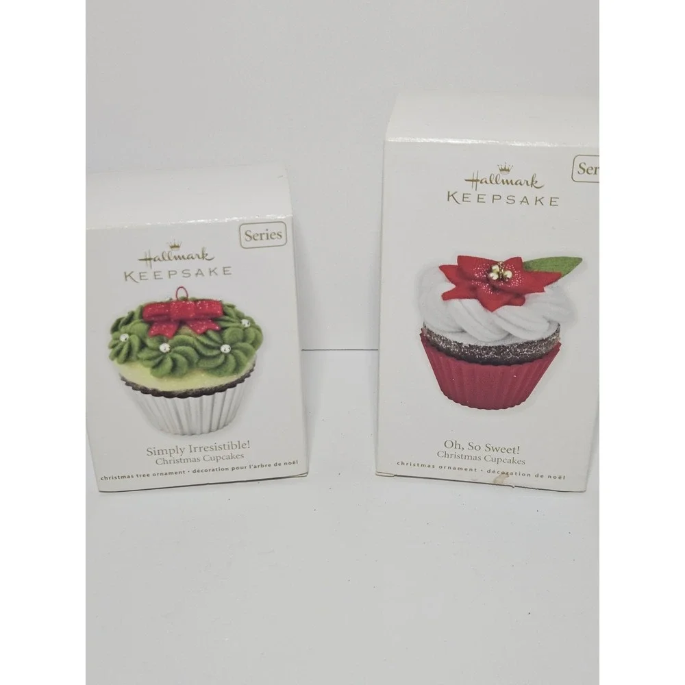 Lot of 2 Hallmark Christmas Cupcakes Ornaments Oh So Sweet Simply Irresistible